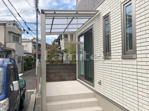 大和高田市 新築ベーシック オープン外構 アプローチ カーポート フェンス テラス屋根