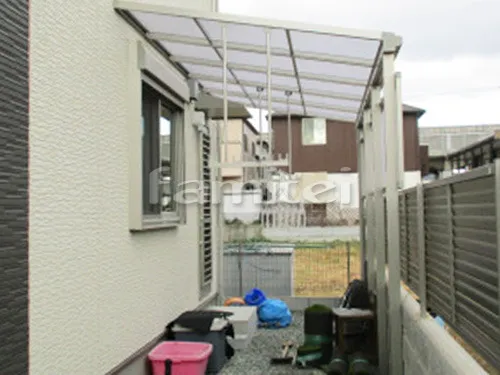 加古郡播磨町 エクステリア工事 雨除け屋根 YKKAP ソラリアテラス屋根 1階用 F型フラット屋根 物干し