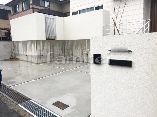 香芝市 新築シンプル オープン外構 目隠しフェンス塀 LIXILリクシル プログコート テすり