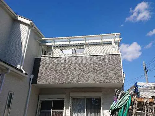 宝塚市 エクステリア工事 ベランダ屋根 YKKAP ソラリアF 2階用 F型フラット屋根