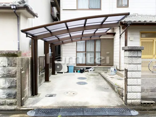 大和高田市 エクステリア工事 カーポート YKKAP レイナポートグラン 1台用(単棟) R型アール屋根