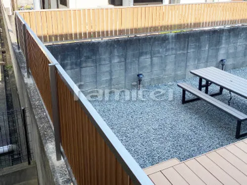 堺市 エクステリア工事 木製調 目隠しフェンス塀 LIXILリクシル フェンスAB TS2型