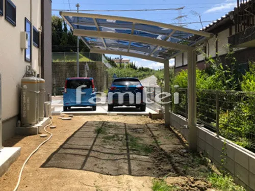 精華町 お庭のリフォーム  カーポート YKKAP レイナポートグラン 1台用(単棟) R型アール屋根