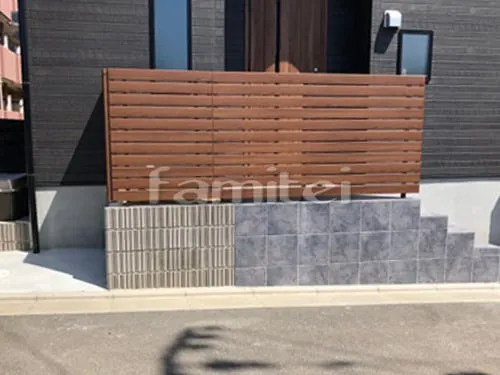 和歌山市 新築ベーシック オープン外構 木製調目隠しフェンス塀 LIXILリクシル フェンスAA YS3型