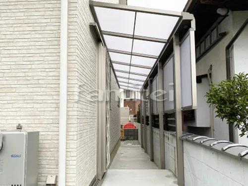 木津川市 新築シンプル オープン外構 カーポート アプローチ 目隠しフェンス
