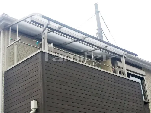 茨木市 エクステリア工事 ベランダ屋根 YKKAP ソラリアテラス屋根 2階用 R型アール屋根 物干し