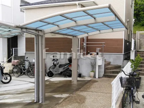 茨木市 エクステリア工事 カーポート プライスポート 1台用(単棟) R型アール屋根