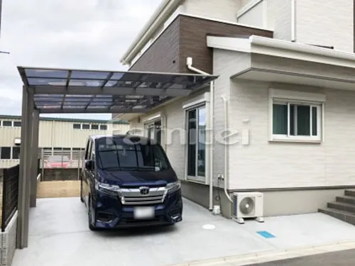和歌山市 新築ベーシック オープン外構 カーポート LIXILリクシル ネスカF 1台用(単棟) F型フラット屋根