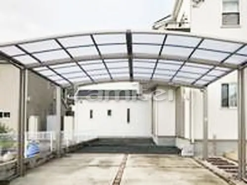 奈良市 エクステリア工事 カーポート LIXILリクシル ネスカR 横2台用(ワイド ツイン) R型アール屋根