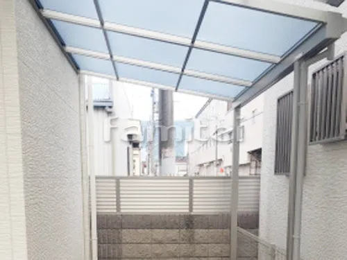 東大阪市 リフォーム部分工事 雨除け屋根 YKKAP ソラリアテラス屋根 1階用 F型フラット屋根 土間コンクリート