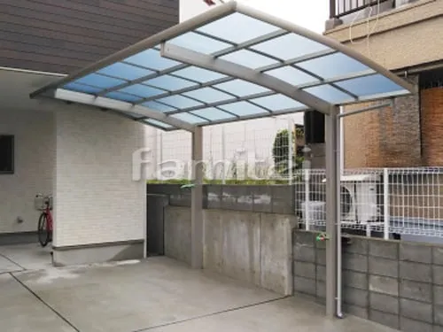 大阪市 エクステリア工事 カーポート YKKAP レイナポートグラン 1台用(単棟) R型アール屋根