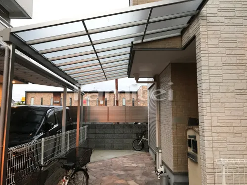 西宮市 エクステリア工事雨除け屋根 YKKAP ソラリアテラス屋根 1階用 F型フラット屋根