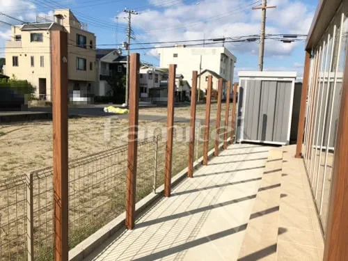 和歌山市 エクステリア工事 境界フェンス塀 デザインアルミ角柱 サンルーム パネル貼り直し 