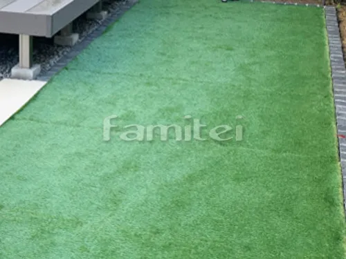 精華町 お庭のリフォーム ウッドデッキ 床タイル貼り 人工芝 防草シート