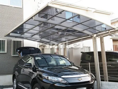 生駒市 エクステリア工事 カーポート YKKAP レイナポートグラン 1台用(単棟) R型アール屋根