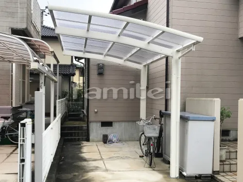神戸市 エクステリア工事 カーポート YKKAP レイナポートグラン 1台用(単棟) R型アール屋根