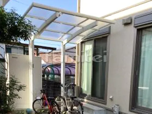 和歌山市 エクステリア工事 自転車バイク屋根 YKKAP レイナポートグランミニ 駐輪場屋根 サイクルポート R型アール屋根