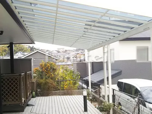 京都市 エクステリア工事 雨除け屋根 YKKAP ソラリアテラス屋根 1階用 積雪50cm対応 F型フラット屋根