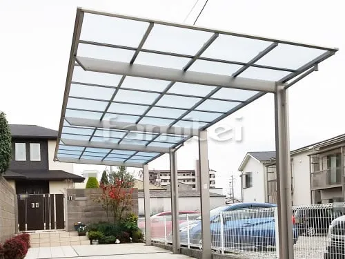 東大阪市 エクステリア工事 カーポート LIXILリクシル ネスカF 縦2台用(縦連棟) F型フラット屋根