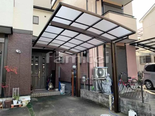 宝塚市 エクステリア工事 カーポート YKKAP レイナポートグラン 1台用(単棟) R型アール屋根