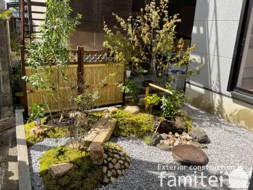 大阪市 庭工事 和風庭園 本格築山の坪庭 お庭セット シンボルツリー いろは紅葉 落葉樹 植栽