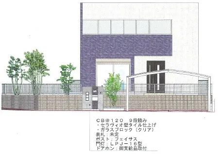 立面図　ドアホン　施主支給