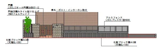 立面図　表札施主支給