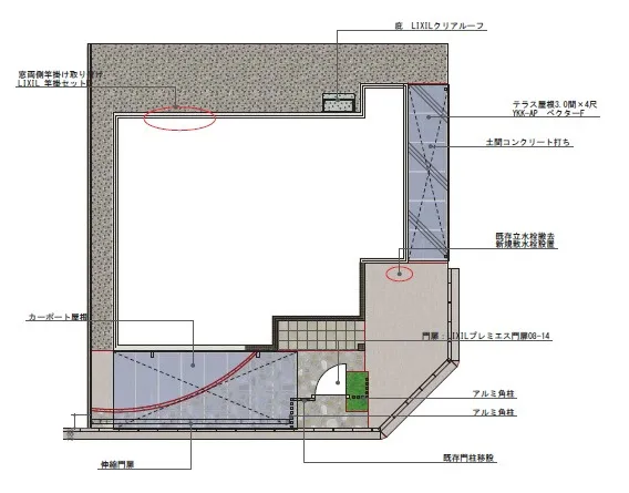 平面図　既存機能門柱移設あり