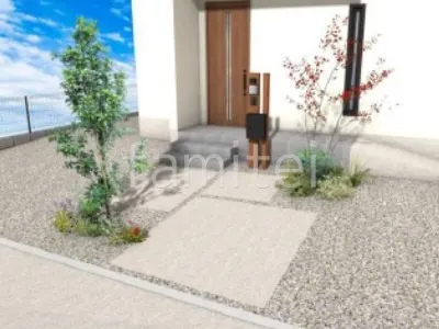 角柱門柱　植栽
