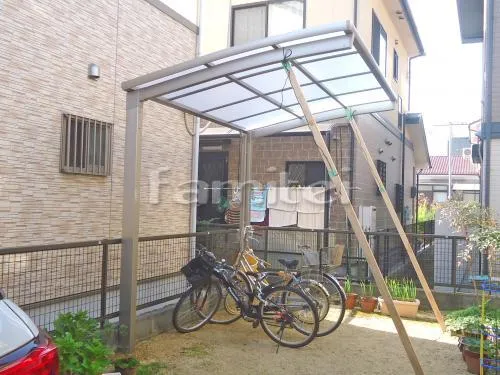 自転車バイク屋根 LIXILリクシル カーブポートシグマ3ミニ TOSTEMトステム 駐輪場屋根 サイクルポート R型アール屋根