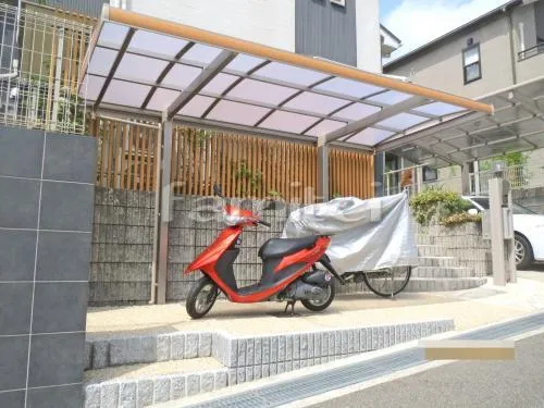 木製調自転車バイク屋根 LIXILリクシル キューブポートプラスミニ R型アール屋根 駐輪場屋根 サイクルポート