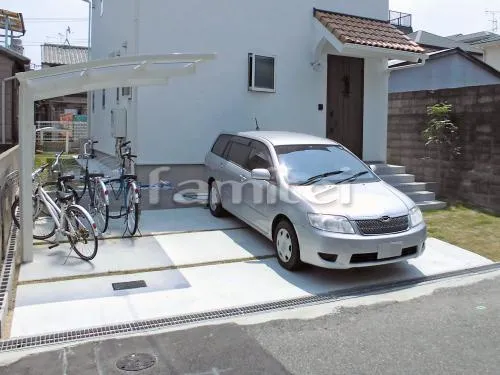 駐車場ガレージ床 土間コンクリート 芝生目地 姫高麗芝