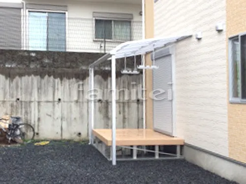 雨除け屋根 LIXILリクシル スピーネ 1階用 R型アール屋根 人工木ウッドデッキ YKKAP リウッドデッキ200