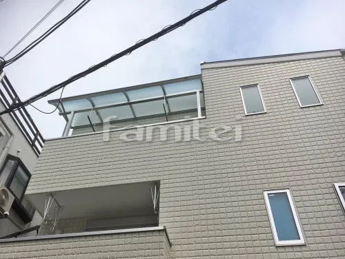 ベランダ屋根 三協アルミ レボリューAテラス屋根 3階用 R型アール屋根 物干し