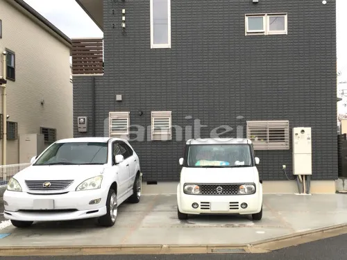 駐車場ガレージ床 土間コンクリート ピンコロ石目地 サビ