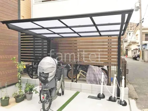 サイクルポート 自転車バイク屋根 LIXIL ネスカF ミニ フラット屋根