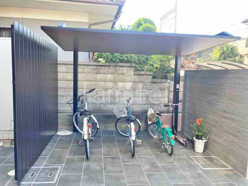 サイクルポート 自転車バイク屋根 LIXIL 木製調 カーポートSC フラット屋根 吊り下げ屋根