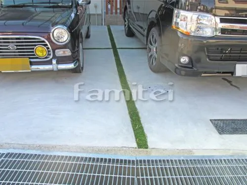 駐車場ガレージ床 土間コンクリート 本物そっくり人工芝目地