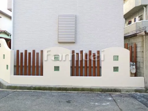 デザイン目隠し塀 塗り壁 ガラスブロック OnlyOneオンリーワン クリスタルシリーズ190角 クリスタルグリーン 木製調デザインアルミ角柱 プランパーツ 角材