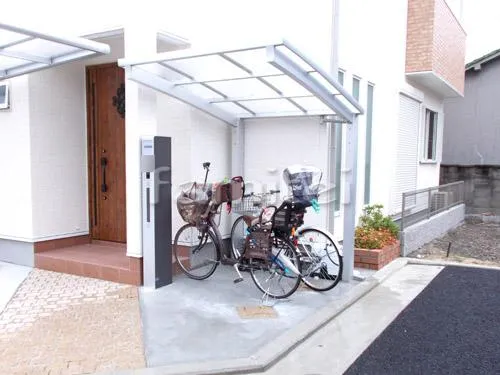 自転車バイク屋根 三協アルミ カムフィエース 駐輪場屋根 サイクルポート R型アール屋根