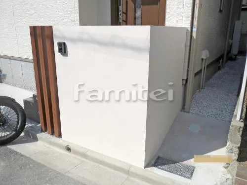 ホワイト門柱 塗り壁 アイカ工業 ジョリパット塗装 T1701 木製調デザインアルミ角柱 プランパーツ 角材