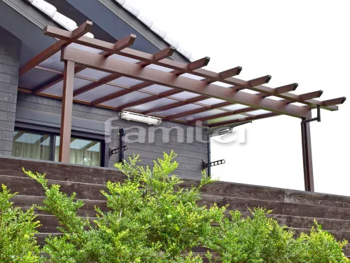 フル木製調テラス屋根 YKKAP サザンテラス パーゴラタイプ 1階用 F型フラット屋根