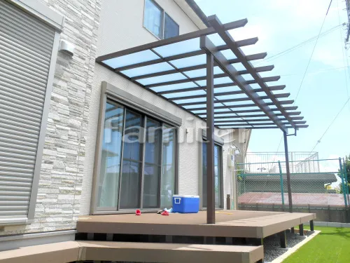 フル木製調テラス屋根 YKKAP サザンテラス パーゴラタイプ 1階用 F型フラット屋根