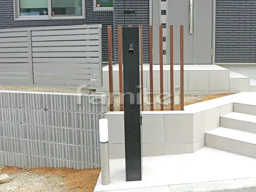 機能門柱 支給品取付 木製調デザインアルミ角柱 LIXILリクシル デザイナーズパーツ 角材