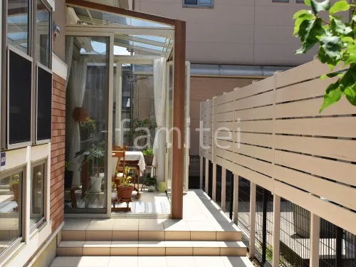 木製調ガーデンルーム LIXILリクシル ガーデンルームGF デッキ仕様 サンルーム F型フラット屋根 カーテンレール