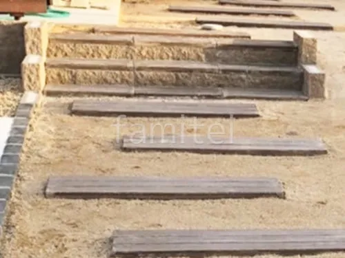 階段 化粧ブロック 1段 ユニソン シャモティ 踏み面 コンクリート製枕木(擬木) 東洋工業 ヴィンテージウッド