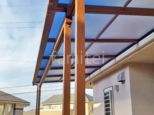 １階テラス屋根 （雨除け） YKKAP フル木製調 サザンテラス フレームタイプ フラット屋根 壁付 スタンダード