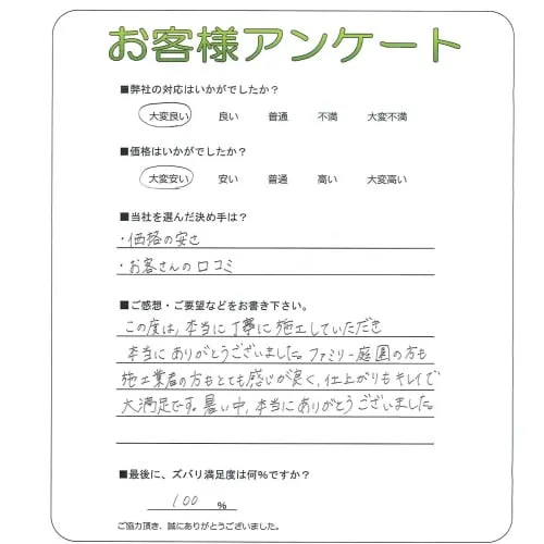 手書きアンケート