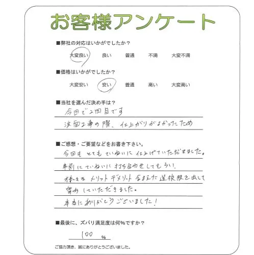手書きアンケート
