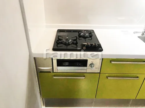キッチンボード ネオマーブルホワイト ホーロートップ2口 ガスコンロ 片面焼グリル